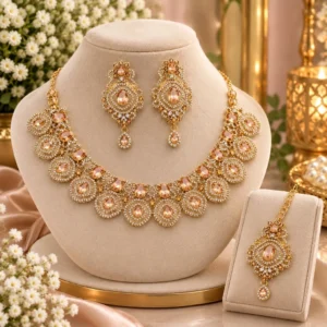 Peach Crystal Set - Roop Collection