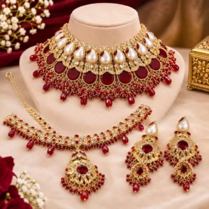 Pearl Ruby Bridal set - Roop Collection