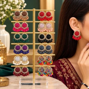 Beaded Jhumka Earrings - Roop Collection